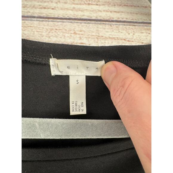 Leith Ruched Bodycon Dress Womens Small Black Long Sleeve Shirt Dress - Picture 5 of 8